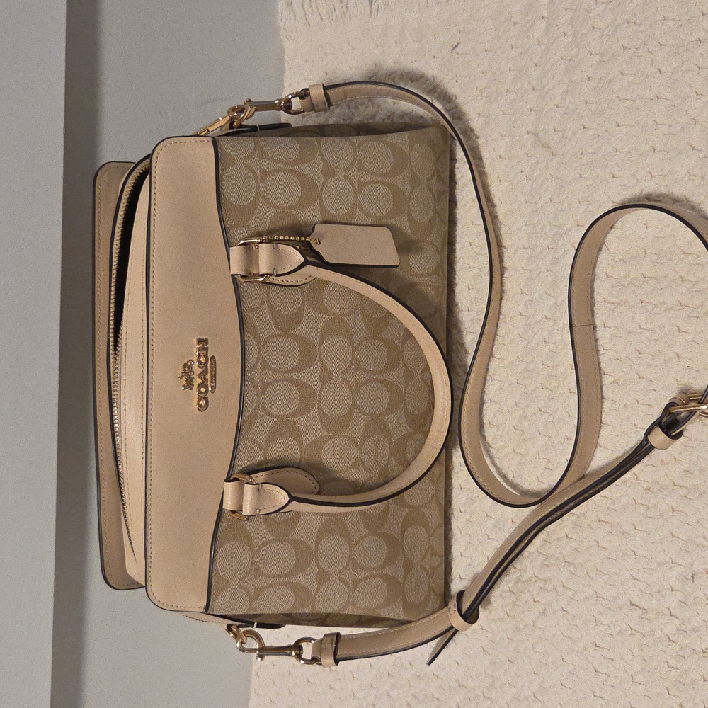Coach Beige Signature Satchel.